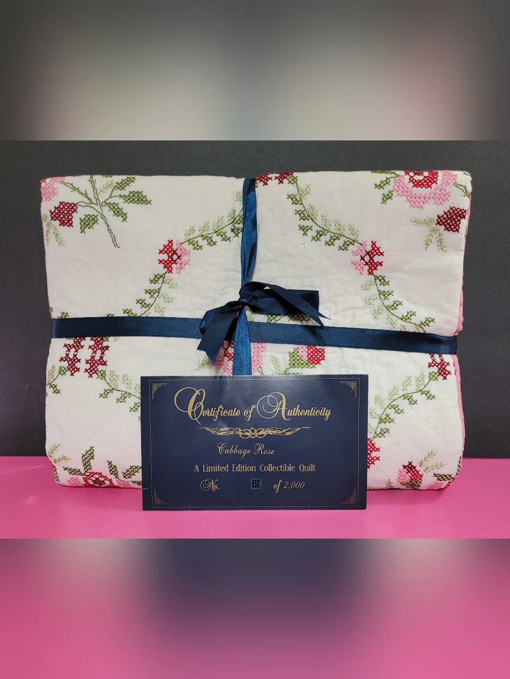 Cabbage Rose Limited Edition Collectible Quilt 853/2000 Throw Size (0700)